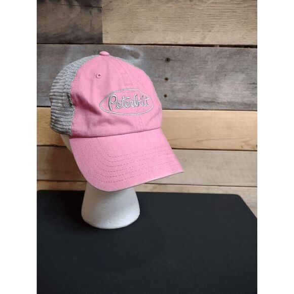Peterbilt Pink and Gray Snapback Adjustable Truckers Hat Cap - Picture 1 of 5